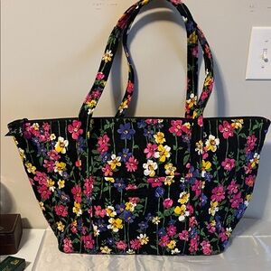 Floral Black Tote Bag